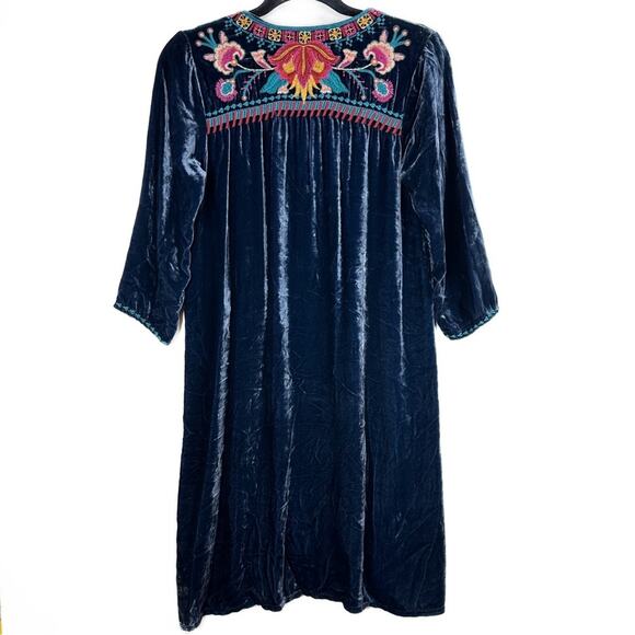 Johnny Was Delphine Velvet 3/4 Sleeve Drape Tunic Dress. - Picture 8 of 12